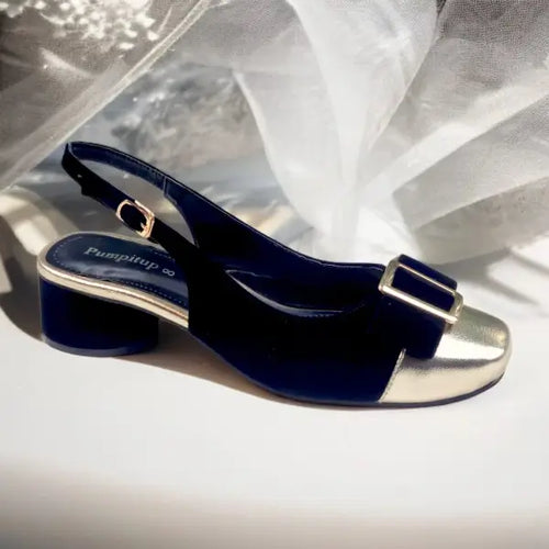 BG Monarch Luxe Slingback Block Heels PIU_212 Amarah & Patent Rexine ladies shoes PumpItUp.pk