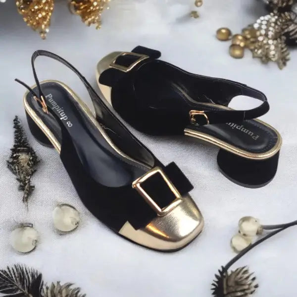 BG Monarch Luxe Slingback Block Heels PIU_212 Amarah & Patent Rexine ladies shoes PumpItUp.pk