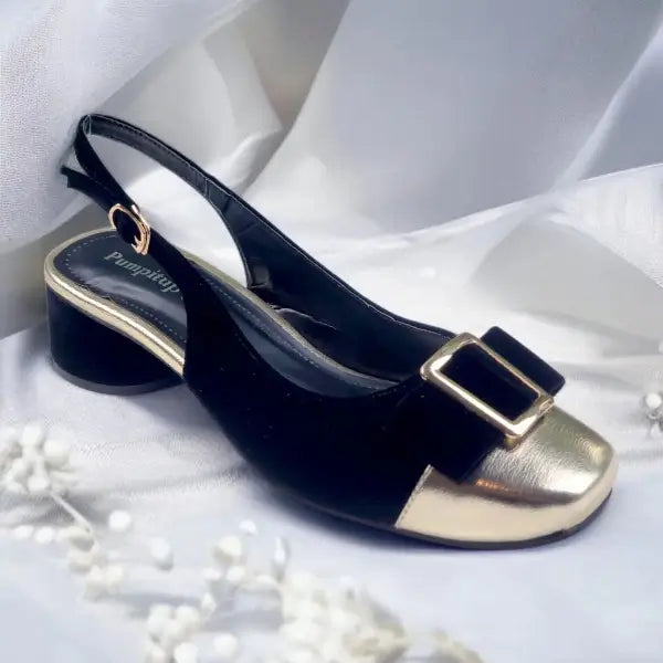 BG Monarch Luxe Slingback Block Heels PIU_212 Amarah & Patent Rexine ladies shoes PumpItUp.pk