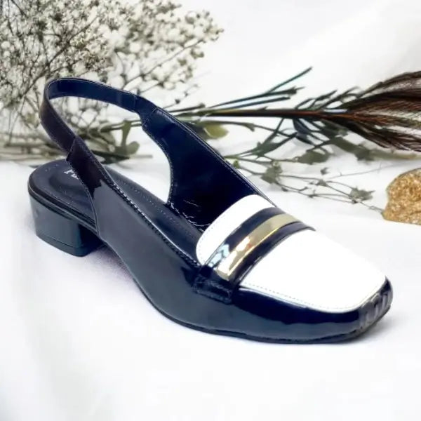 BW Duo Luxe Slingback Block Heel PIU_208 Imported Patent Rexine ladies shoes PumpItUp.pk