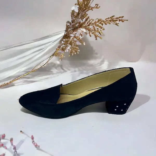 Black Comfy Block Heel Pump PIU_145 Amarah Rexine ladies shoes PumpItUp.pk