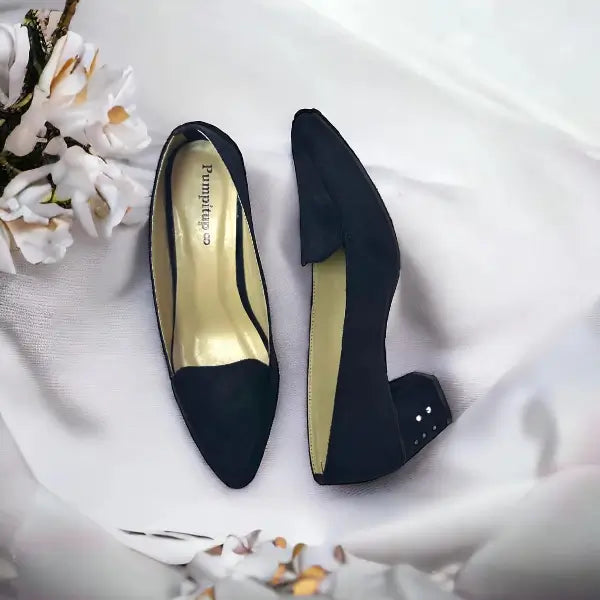 Black Comfy Block Heel Pump PIU_145 Amarah Rexine ladies shoes PumpItUp.pk
