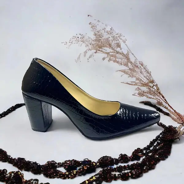 Crocodile Block Heel Pump PIU_141 Crocodile Leather Rexine ladies shoes PumpItUp.pk