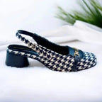 Black Crush Slingback Block Heel PIU_222 Amarah Fabric Rexine ladies shoes PumpItUp.pk