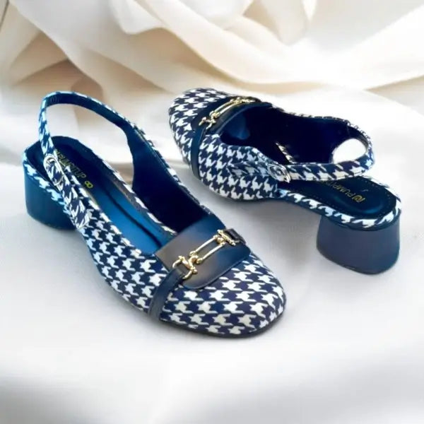 Black Crush Slingback Block Heel PIU_222 Amarah Fabric Rexine ladies shoes PumpItUp.pk