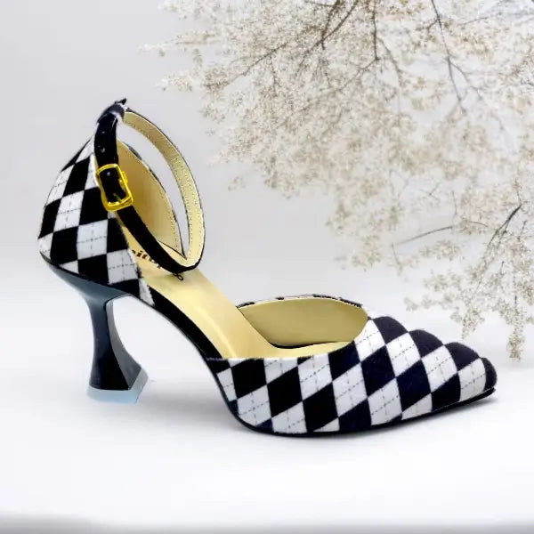 Black Diamond Heels PIU_197 Sweet Fabric Rexine ladies shoes PumpItUp.pk