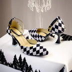 Black Diamond Heels PIU_197 Sweet Fabric Rexine ladies shoes PumpItUp.pk