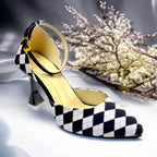 Black Diamond Heels PIU_197 Sweet Fabric Rexine ladies shoes PumpItUp.pk