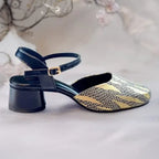 Black & Gold Dusk Heels Block Heel PIU_230 Sofa Rexine ladies shoes PumpItUp.pk