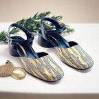 Black & Gold Dusk Heels Block Heel PIU_230 Sofa Rexine ladies shoes PumpItUp.pk