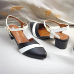 Black Grace Block Heels PIU_200 Imported Sofa Rexine ladies shoes PumpItUp.pk