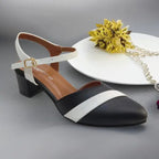 Black Grace Block Heels PIU_200 Imported Sofa Rexine ladies shoes PumpItUp.pk