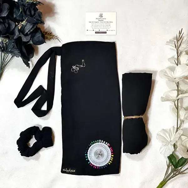 Black Half Niqab Set HB-68 Double Georgette modest wear by Hijabiyana by PumpItUp