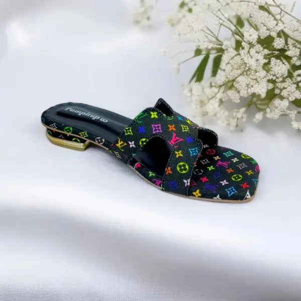 Classic Black Luxury-Inspired Heel Sandal PIU_154 HLV Jeans Rexine ladies shoes PumpItUp.pk