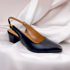 Black Noir Curve Slingback Block Heel PIU_178 imported sofa rexine ladies shoes PumpItUp.pk