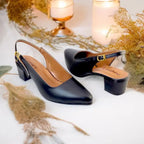 Black Noir Curve Slingback Block Heel PIU_178 imported sofa rexine ladies shoes PumpItUp.pk