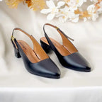 Black Noir Curve Slingback Block Heel PIU_178 imported sofa rexine ladies shoes PumpItUp.pk