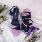 Black & Pink Block Heel Sandal PIU_169 Sofa rexine ladies shoes PumpItUp.pk