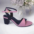 Black & Pink Block Heel Sandal PIU_169 Sofa rexine ladies shoes PumpItUp.pk