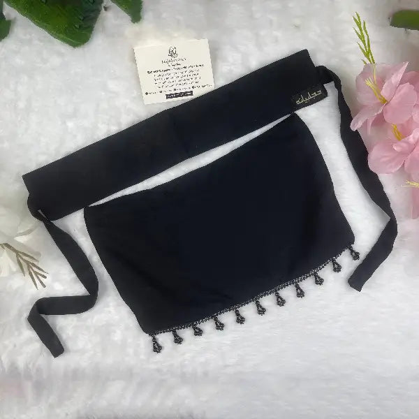 Black Saudi Niqab With Beads HB-2 Double Georgette modest wear by Hijabiyana by PumpItUp