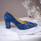 Blue Chunky Block Heel Pump PIU_137 Amarah rexine ladies shoes PumpItUp.pk