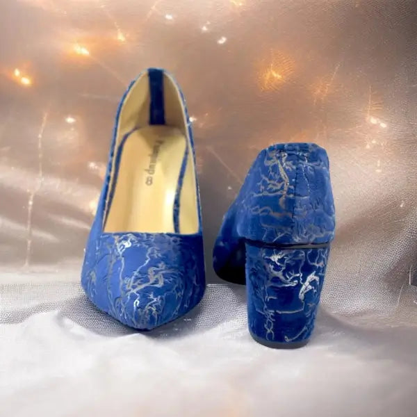 Blue Chunky Block Heel Pump PIU_137 Amarah rexine ladies shoes PumpItUp.pk