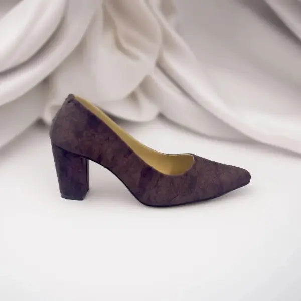 Brown Serenity Shoes Block Heels Pump PIU_132 fabric rexine ladies shoes PumpItUp.pk