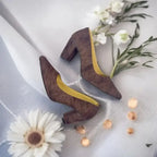 Brown Serenity Shoes Block Heels Pump PIU_132 fabric rexine ladies shoes PumpItUp.pk