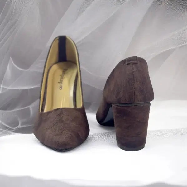 Brown Serenity Shoes Block Heels Pump PIU_132 fabric rexine ladies shoes PumpItUp.pk