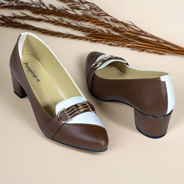 Brownie Pearl Block Heel PIU_263 sofa rexine ladies shoes PumpItUp.pk