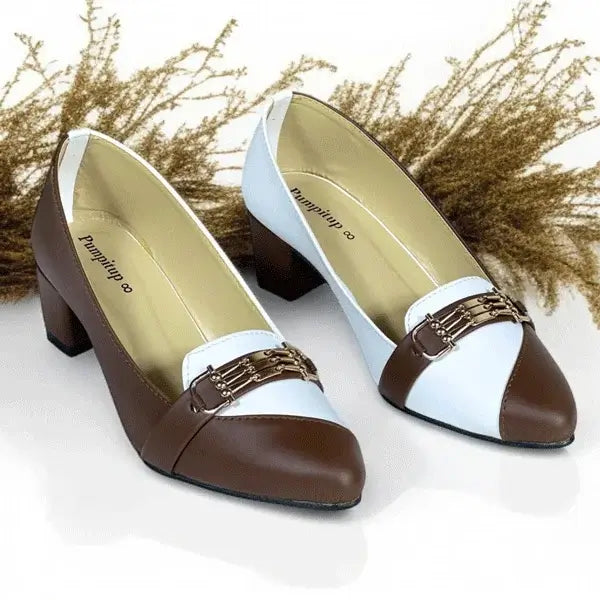 Brownie Pearl Block Heel PIU_263 sofa rexine ladies shoes PumpItUp.pk