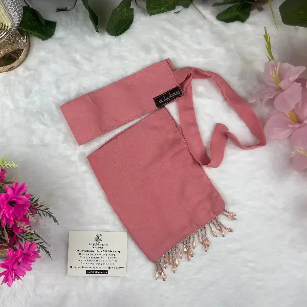 Candy Pink Saudi Niqab With Beads HB-14 Double Georgette modest wear by Hijabiyana by PumpItUp