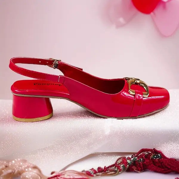 Cherry Slingback Block Heel PIU_254 Amarah Rexine ladies shoes PumpItUp.pk