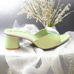 Chic Mint Block Heels PIU_224 Patent Rexine ladies shoes PumpItUp.pk