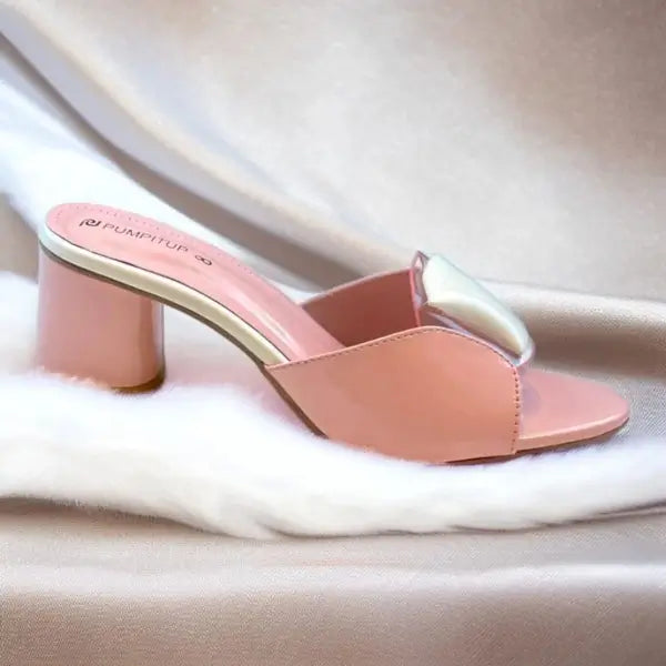 Chic Pink Block Heels PIU_225 Patent Rexine ladies shoes PumpItUp.pk