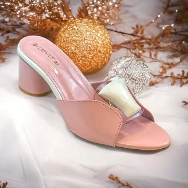 Chic Pink Block Heels PIU_225 Patent Rexine ladies shoes PumpItUp.pk