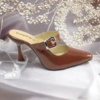 Cocoa Gloss Heels Pump PIU_189 Patent ladies shoes PumpItUp.pk