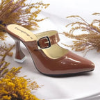 Cocoa Gloss Heels Pump PIU_189 Patent ladies shoes PumpItUp.pk