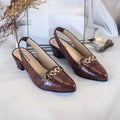 Crocodile Chain Slingback Block Heel Pump PIU_167 Crocodile Leather Rexine ladies shoes PumpItUp.pk