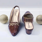 Crocodile Chain Slingback Block Heel Pump PIU_167 Crocodile Leather Rexine ladies shoes PumpItUp.pk