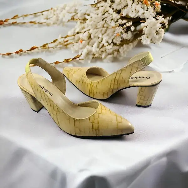 Crocodile Half d'Orsay Slingback Pump PIU_136 Crocodile Leather Rexine ladies shoes PumpItUp.pk