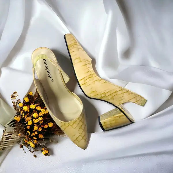 Crocodile Half d'Orsay Slingback Pump PIU_136 Crocodile Leather Rexine ladies shoes PumpItUp.pk