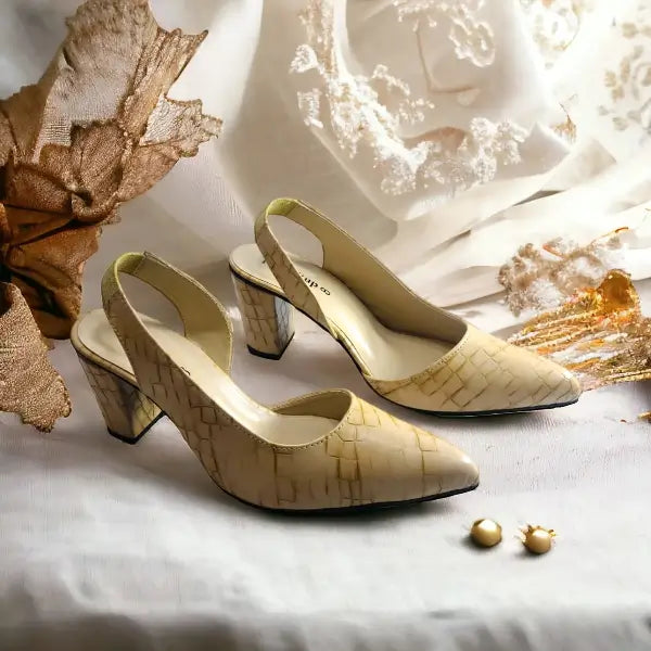 Crocodile Half d'Orsay Slingback Pump PIU_136 Crocodile Leather Rexine ladies shoes PumpItUp.pk