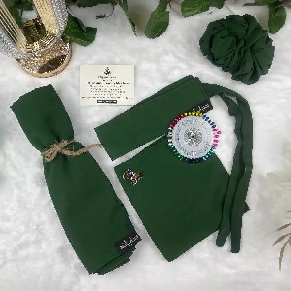 Dark Green Saudi Niqab Set HB-19 – Double Georgette Elegant Modest Wear by Hijabiyana by PumpItUp