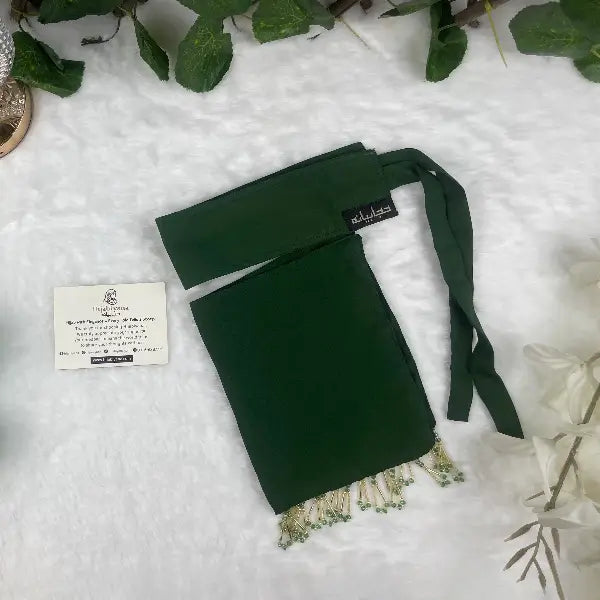 Dark Green Saudi Niqab With Beads HB-18 – Double Georgette Elegant Modest Wear by Hijabiyana by PumpItUp