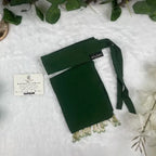 Dark Green Saudi Niqab With Beads HB-18 – Double Georgette Elegant Modest Wear by Hijabiyana by PumpItUp