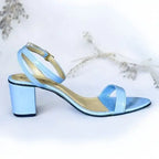 Dream Blue Block Heel Sandal PIU_265 Patent Rexine ladies shoes PumpItUp.pk