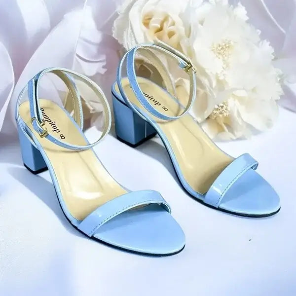 Dream Blue Block Heel Sandal PIU_265 Patent Rexine ladies shoes PumpItUp.pk
