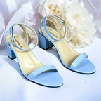Dream Blue Block Heel Sandal PIU_265 Patent Rexine ladies shoes PumpItUp.pk