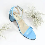 Dream Blue Block Heel Sandal PIU_265 Patent Rexine ladies shoes PumpItUp.pk